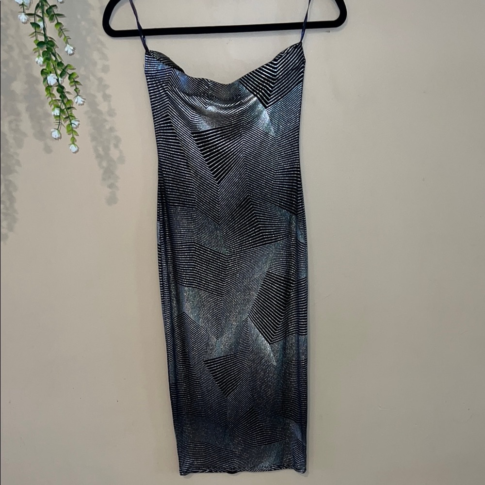 Black Metallic Striped Dress